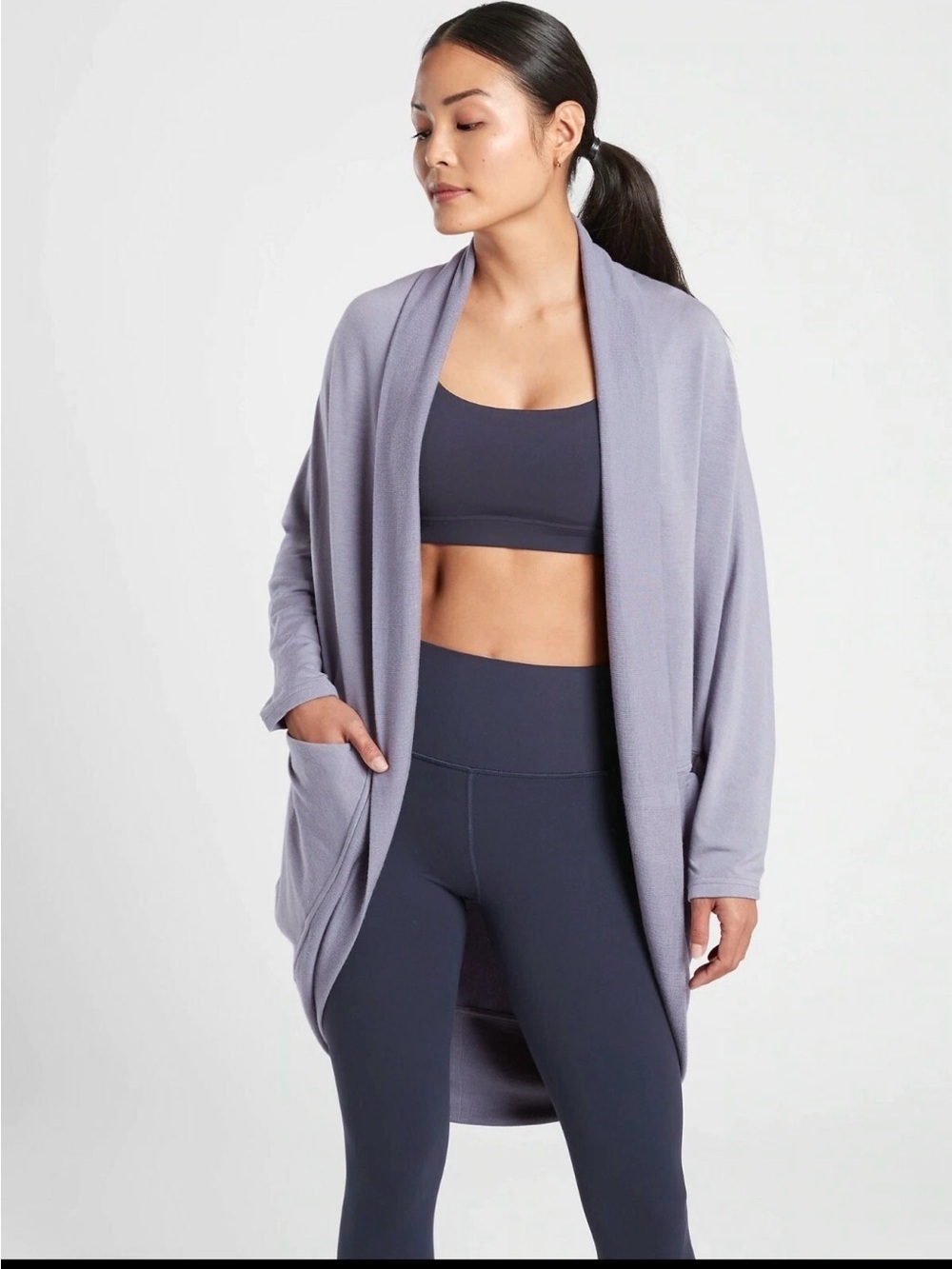 Athleta Lavender Open-Front Draped Cardigan Size Small/Medium
